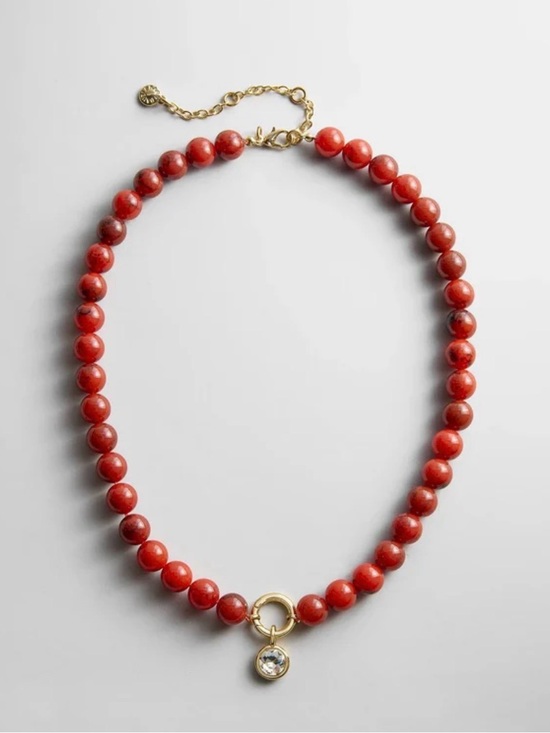 BaubleBar Jewelry - BaubleBar Janette Beaded Ring Necklace- Carnelian